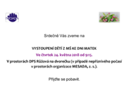 Vystoupen dt z M ke Dni matek